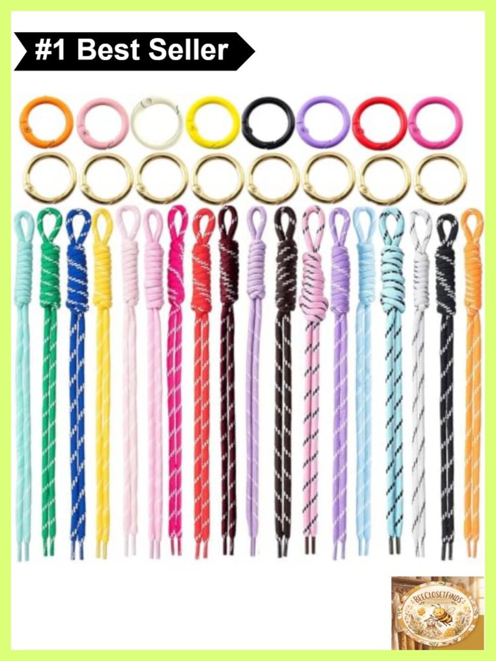 18pc Paracord Bag Charms Set Braided Keychain Clips